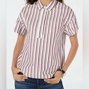 Tommy Hilfiger Red and Black Cuffed Sleeve Polo Button Down